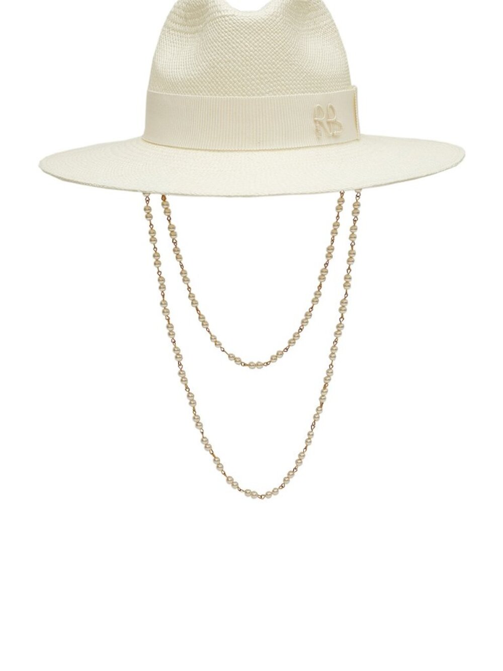 Ruslan Baginskiy Double Chain Strap Fedora Hat in White - Size XL - White